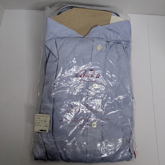 Vintage NWT Arnie II Blue Button Down Shirt 16 1/2 34 - Picture 2 of 4